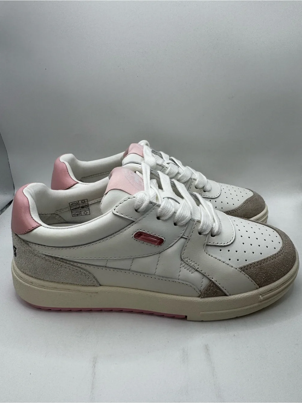 Palm Angels New Tennis Low-Top Sneakers White Pink Suede Luxury EU 36